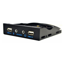 HUB USB 2.0 A 2 Porte, Splitter, Alloggiamento per Floppy Disk da 3,5 Pollici, Xford HD, Jack per Auricolari da 3,5 mm, Pannello Frontale per Computer