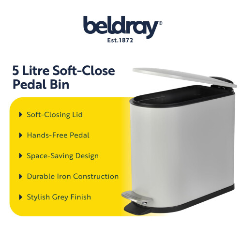 Beldray Beldray Bathroom Pedal Bin - 5 Litre Small Toilet Bin 1