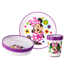 Minnie Mouse 3pcs Reusable Bicolor Premium Kids Dinner Tableware Set
