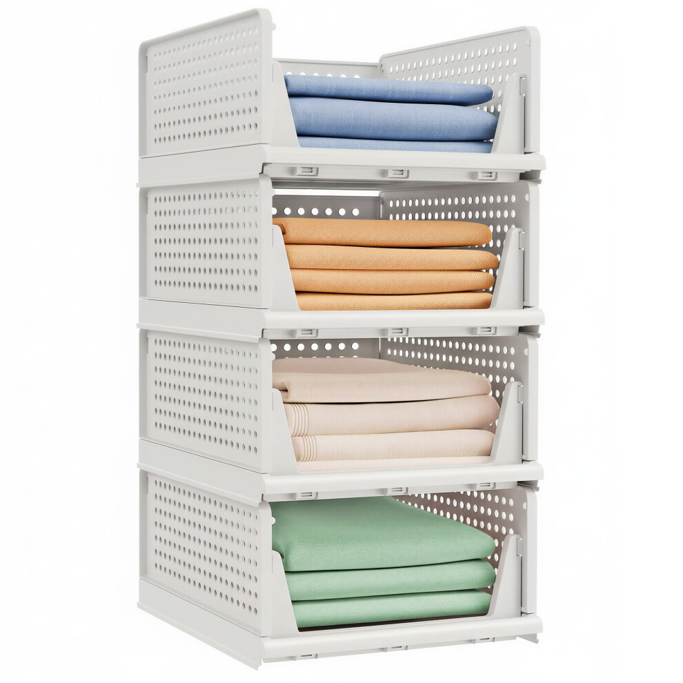 Songmics Stackable Wardrobe Storage - Foldable Closet Organiser