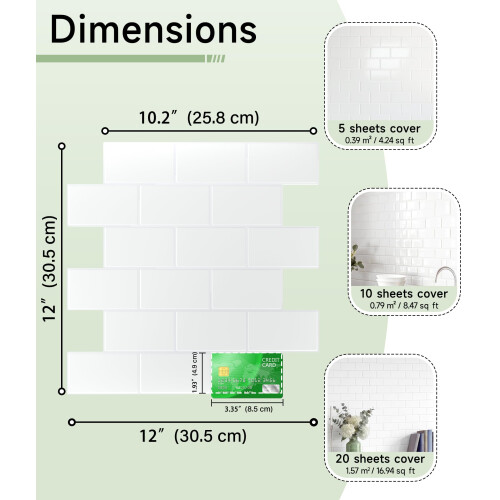 Yoillione Upgrade Self Adhesive 3D Metro Subway Wall Tiles 1