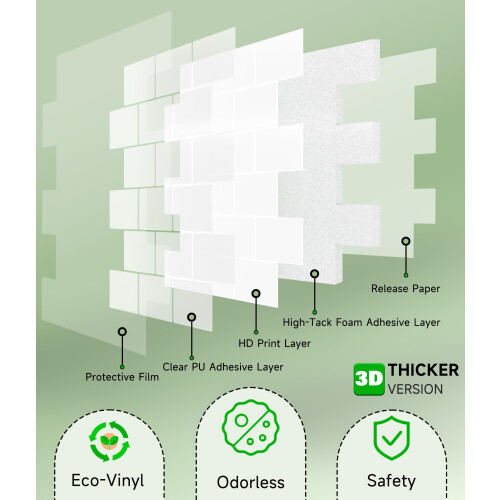 Yoillione Upgrade Self Adhesive 3D Metro Subway Wall Tiles 2