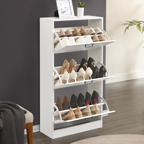 Blisswood White 3 Drawer Shoe Cabinet Cupboard 1