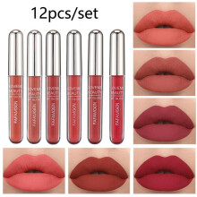 (2.5ML*12PCS) 12pcs/Set Matte Lip Glaze Lip Gloss Set Nude Color Lipstick Lasting Non-stick Cup Lipstick Ladies Cosmetics Lip Makeup