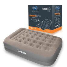 Silentnight Air Bed Double with Built in Pump - High Rise Flocked Non Slip Electric Airbed Comfortable Full Body Support Air Mattress for Guests, Cam