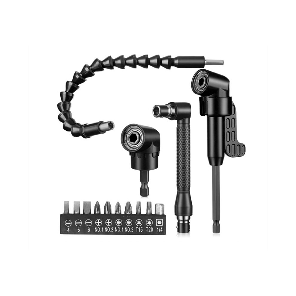 14 Pcs Flexible Drill Bit Extension Set 1/4 Inch Hex Bendable Drill Bit Extension 105 Right Angle Drill 90 Right Angle 6032266525113