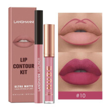 (Matches the image) 2-Piece Lip Liner and Lip Gloss Set Non-Sticky Matte Lipstick Set Highly Pigmented Waterproof Lipstick Lip Makeup Gift for Women