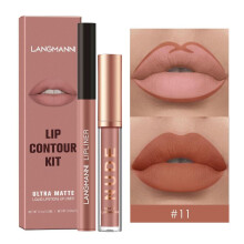 (Matches the image) 2-Piece Lip Liner and Lip Gloss Set Non-Sticky Matte Lipstick Set Highly Pigmented Waterproof Lipstick Lip Makeup Gift for Women