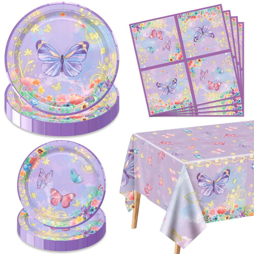 61 Pieces Butterfly Birthday Decorations
