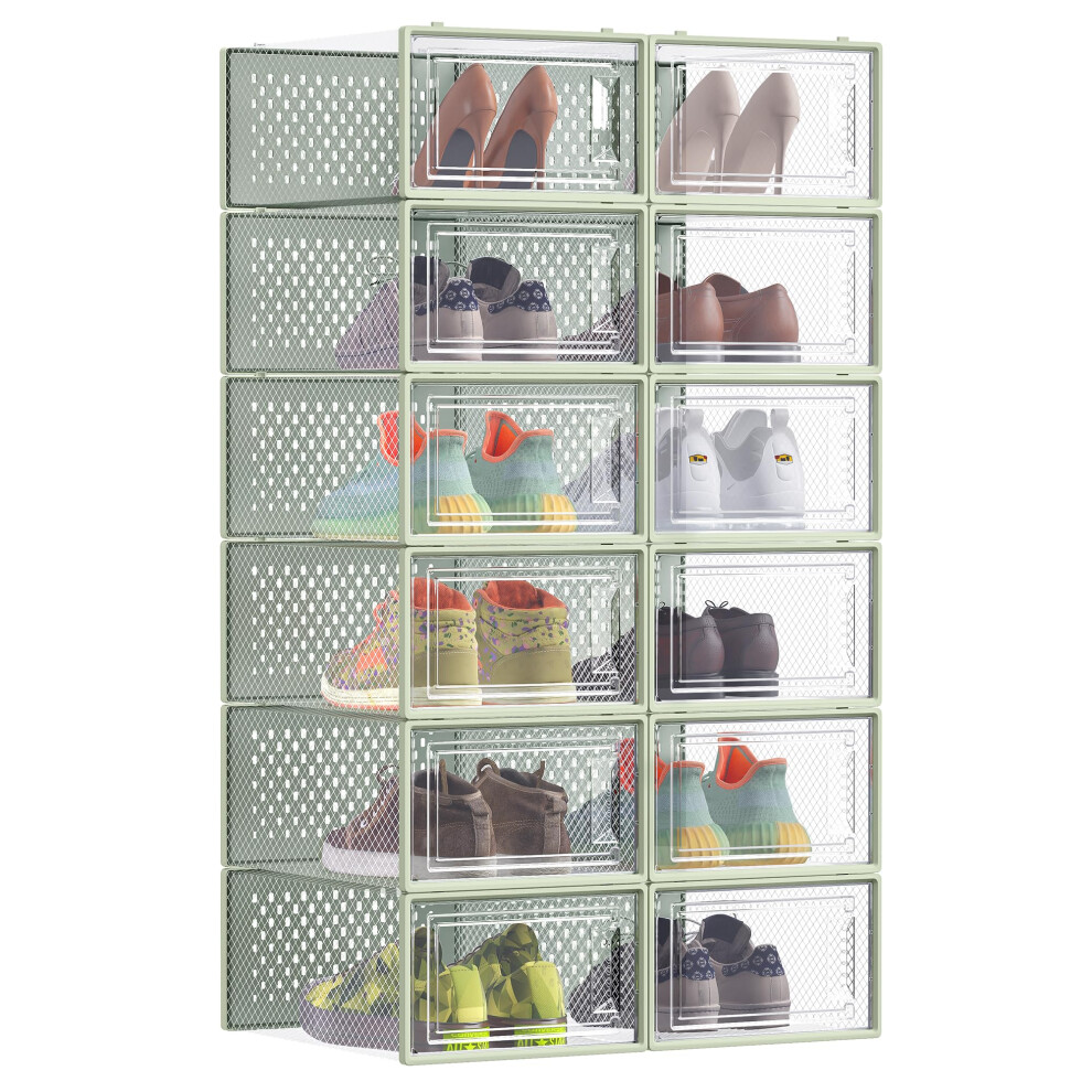 Songmics Shoe Boxes - Pack Of 12 Stackable Shoe Storage Organisers