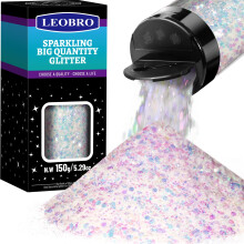 LEOBRO Holographic Chunky Glitter - White Craft Glitter for Resin