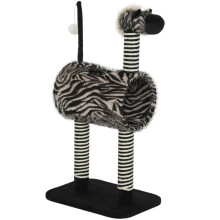 Krabpaal met zebraprint, tunnel en krabpalen