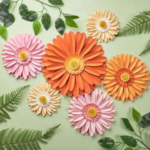 EASY JOY Daisy Paper Flower Wall Decoration Spring Artificial Paper