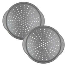 Salter COMBO-9012 Marblestone 37 cm Pizza Tray – 2 Pack, Non-Stick Oven Sheet with Handles, Perforated Crisper Base, Oven Safe up to 220c, Carbon
