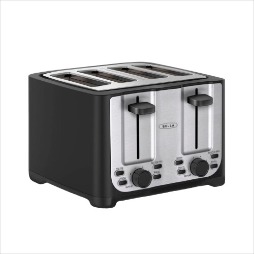 bella 2 Slice toaster, Black with Stainless Steel