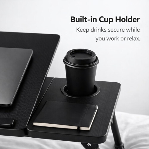 Laptop Bed Table with Foldable Legs & Cup Holder 1