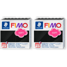 STAEDTLER Fimo Soft Modelling Clay, Black, 57 g (Pack of 2)