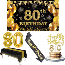 80th Birthday Decorations Men Women with 80th Birthday Banner