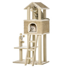 Grand arbre Ă chat avec grotte et balles de jeu, beige kaki
