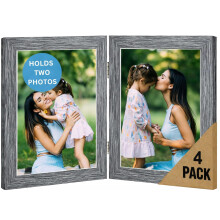 Double Photo Picture Frame 6 x 4 - Dark Grey - Holds 2 Photographs
