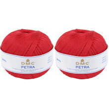 DMC Petra Yarn, 100% Cotton, Red, Size 5 (Pack of 2)