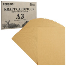 300GSM A3 Kraft Brown Cardstock - 30 Sheets Card Paper 110lb Thick Pap