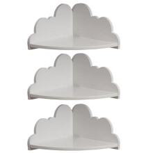 Floating Shelves, 3-Piece White Corner Shelf Set, Cute Wooden Wall-Mounted Shelves, Cloud Tray Shelf
