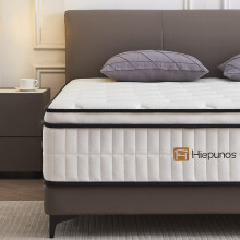 Hiepunos 4FT6 Double Mattress, 10.2 INCH Double Bed Mattress, 7-Zone Pocket Sprung Medium Firm, Comfortable Sleep for Back Pain Relief and Heavy Sleep