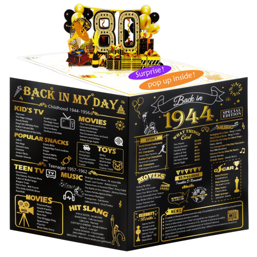 80th Birthday Pop Up Cards