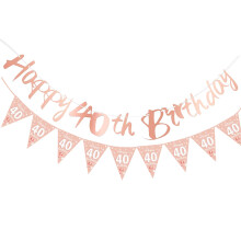 Happy 40th Birthday Banners for Women - 40th Birthday Decorations