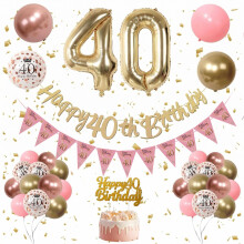 Kradeler 40th Birthday Decorations Women - Gold Birthday Banner