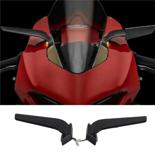 Motorcycle Rearview Mirrors with LED Light Rotating Adjustable Wing Mirrors for  Panigale V2 V4