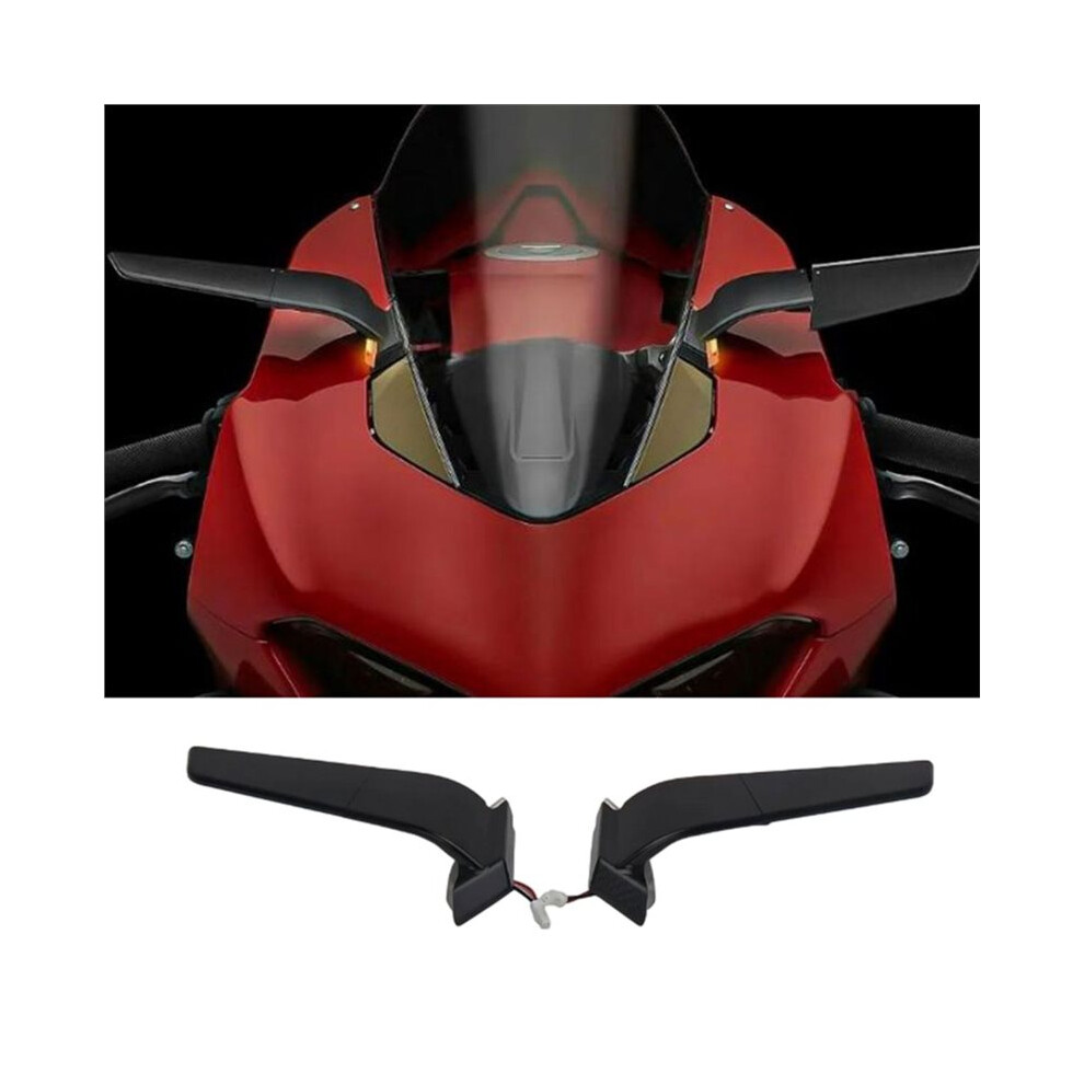 Photos - Car Alarm Motorcycle Rearview Mirrors with LED Light Rotating Adjustable Wing Mirrors for Panigale V2 V4