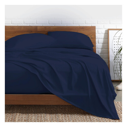 Funky Gadgets Single Bed Flat Sheets Navy Blue 100% Egyptian Cotton Bed Sheet 30