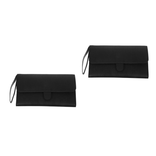 2Stk Schwarze Leder Scherentaschen Für Friseure Leichtes Organizer 1