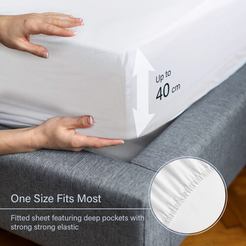 LuxClub Double Fitted Sheet - with 40cm Deep Pocket Extra Depth Microf 1