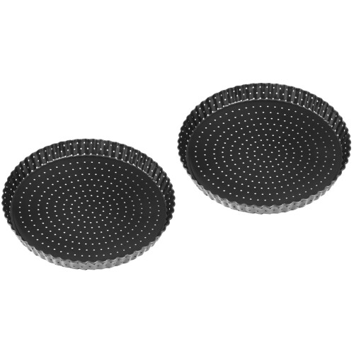 2Stk Antihaft Pizza-Blech Mit Löchern Carbonstahl Backform 2
