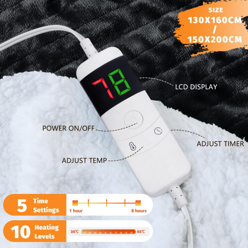 BOMOVA Electric Heated Blanket Single Throw (130x160cm 1