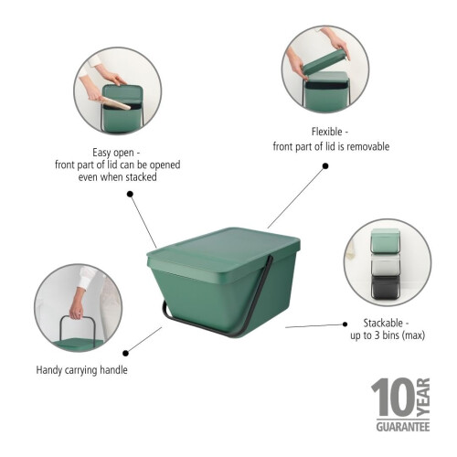 Brabantia Brabantia - Sort & Go Stackable Waste Bin 20L - Large Recycling Bin 1