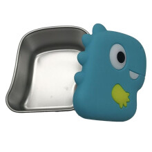 304 Stainless Steel Dinosaur Snack Box with Silicone Lid Dip Container Food Storage Fresh-Keeping Box Sealed Snack Cup C