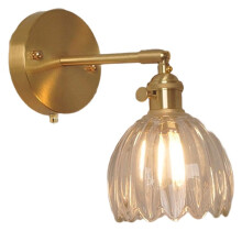 Vintage LED Wall Light Fixture Amber Glass Study Restaurant Home Decor Loft Pull Chain Bedside Lamp Luminaire