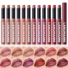 (Matches the image) 12 Colors Matte Lipstick Pen Waterproof Nude Lip Gloss Makeup Long Lasting Non-stick Cup Sexy Women Velvet Red Lip Tint Cosmetic