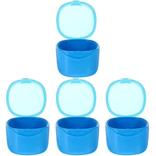 4Pièces Boîte De Stockage Bleue Compacte Couvercle