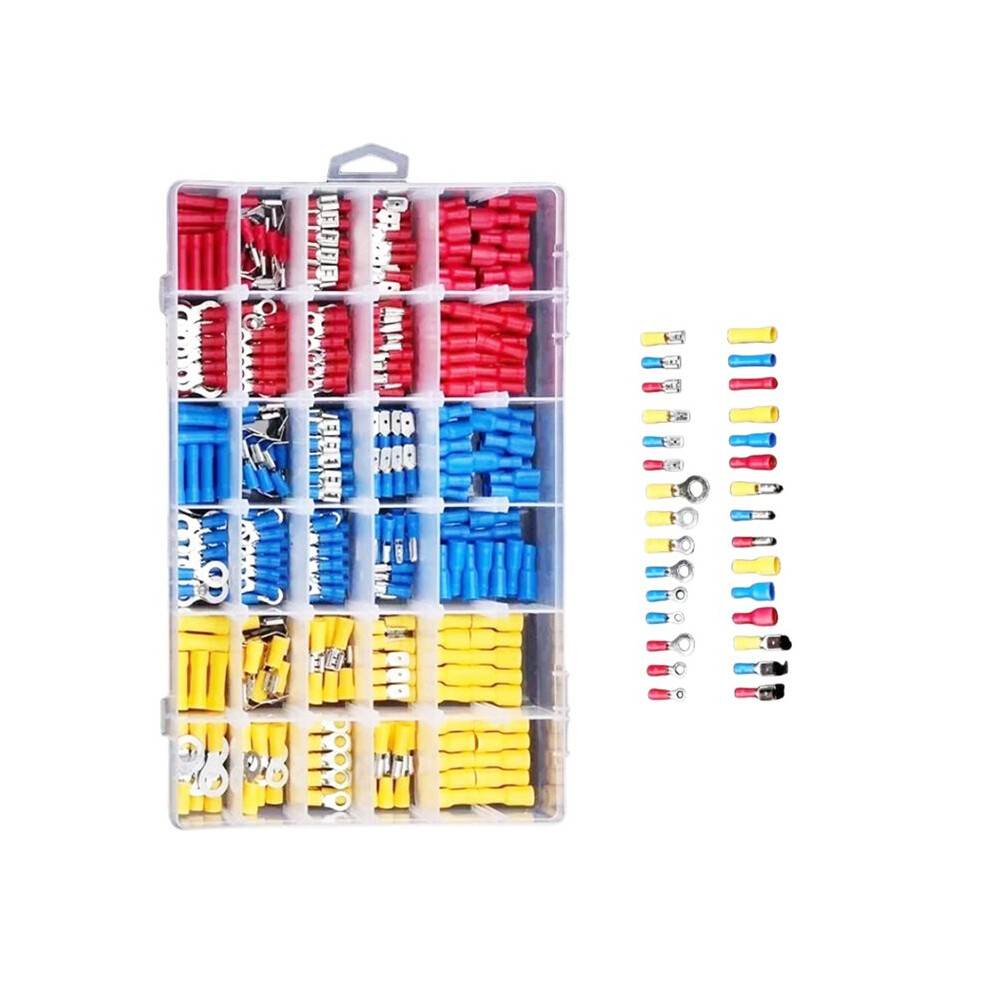480Pcs Insulated Cable Connector Electrical Wire Crimp Spade Butt Ring Fork Set Ring Lugs Rolled Terminals Assorted Kit 4711392064131