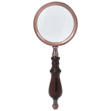 10X Metal Retro Reading Magnifying Glass Elderly Handheld Magnifier with Wooden Handle