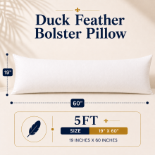 (King 5ft) Bolster Pillows Duck Feather & Down Full Body Maternity Support Pillow All Sizes