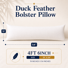 (Double 4ft 6inch) Bolster Pillows Duck Feather & Down Full Body Maternity Support Pillow All Sizes