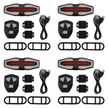 4X Feu Arrière Clignotant pour Trottinette Électrique Rechargeable par USB avec Télécommande et Feu de Signalisation LED