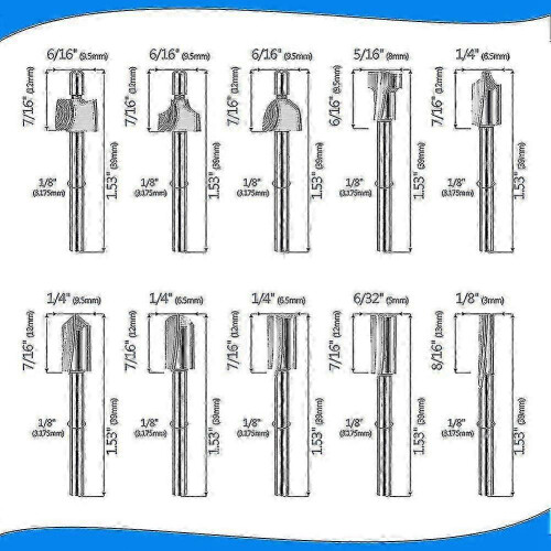 3mm engraving bits for Dremel - 20Pc HSS router set carbide tips 2