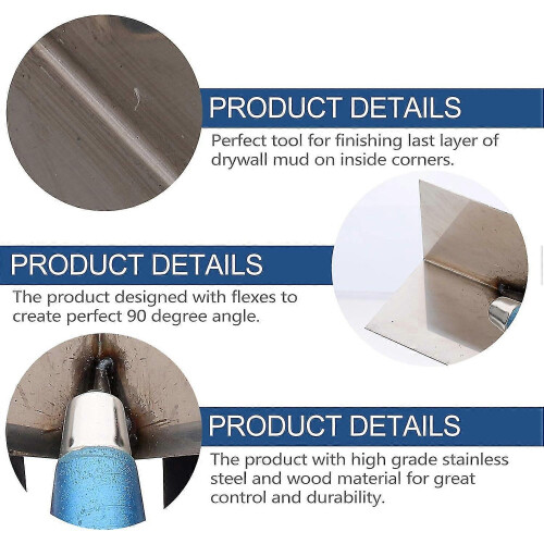 Corner trowel for drywall inside corners with durable stainless steel 1
